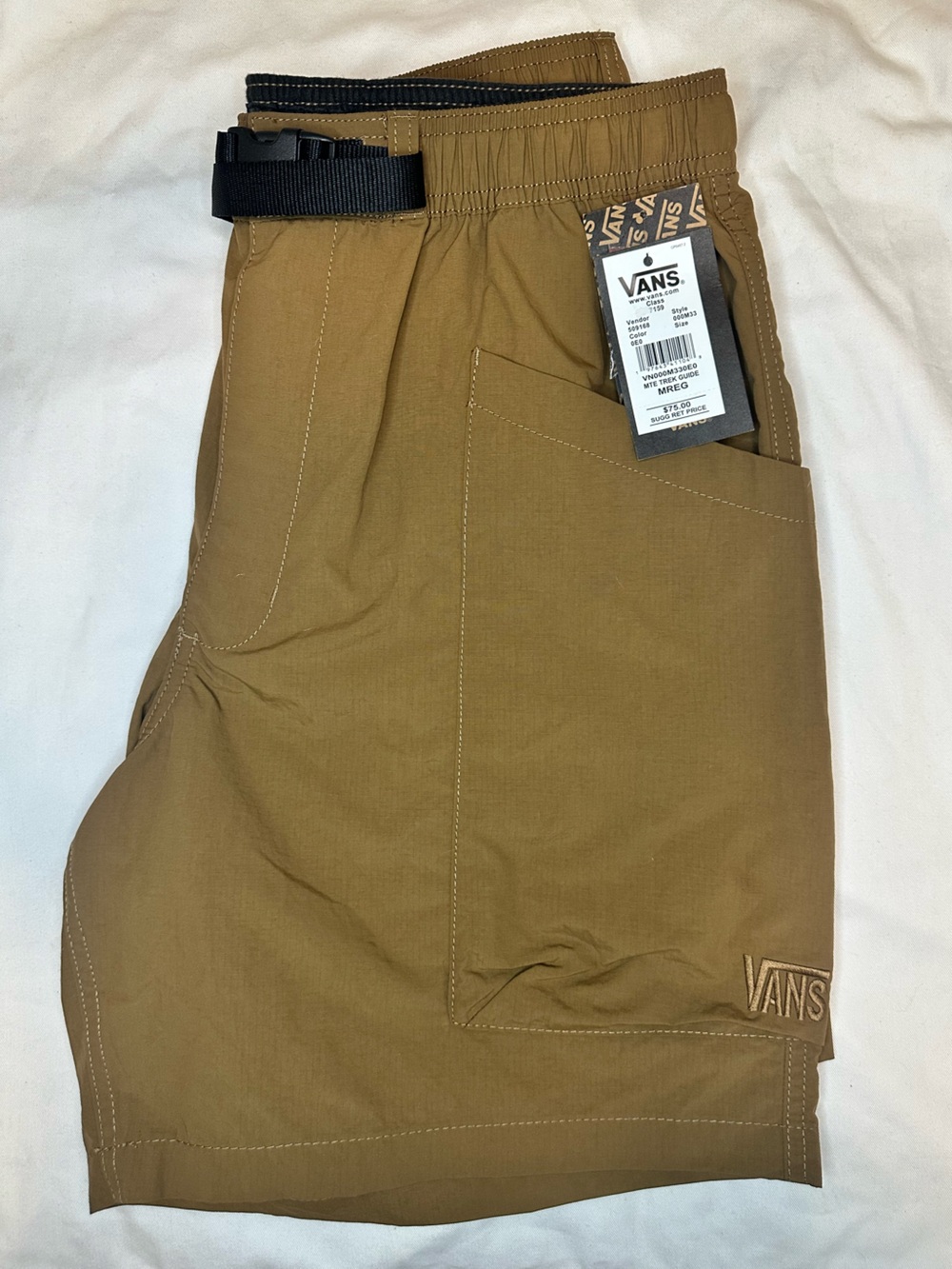 Vans MTE Trek Guide Shorts Mens Medium Brown Ripstop Utility Outdoor 7”